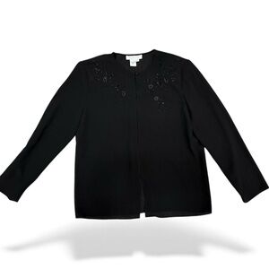 Adrianna Papell Beaded Black Evening Jacket Formal Blazer Women’s L